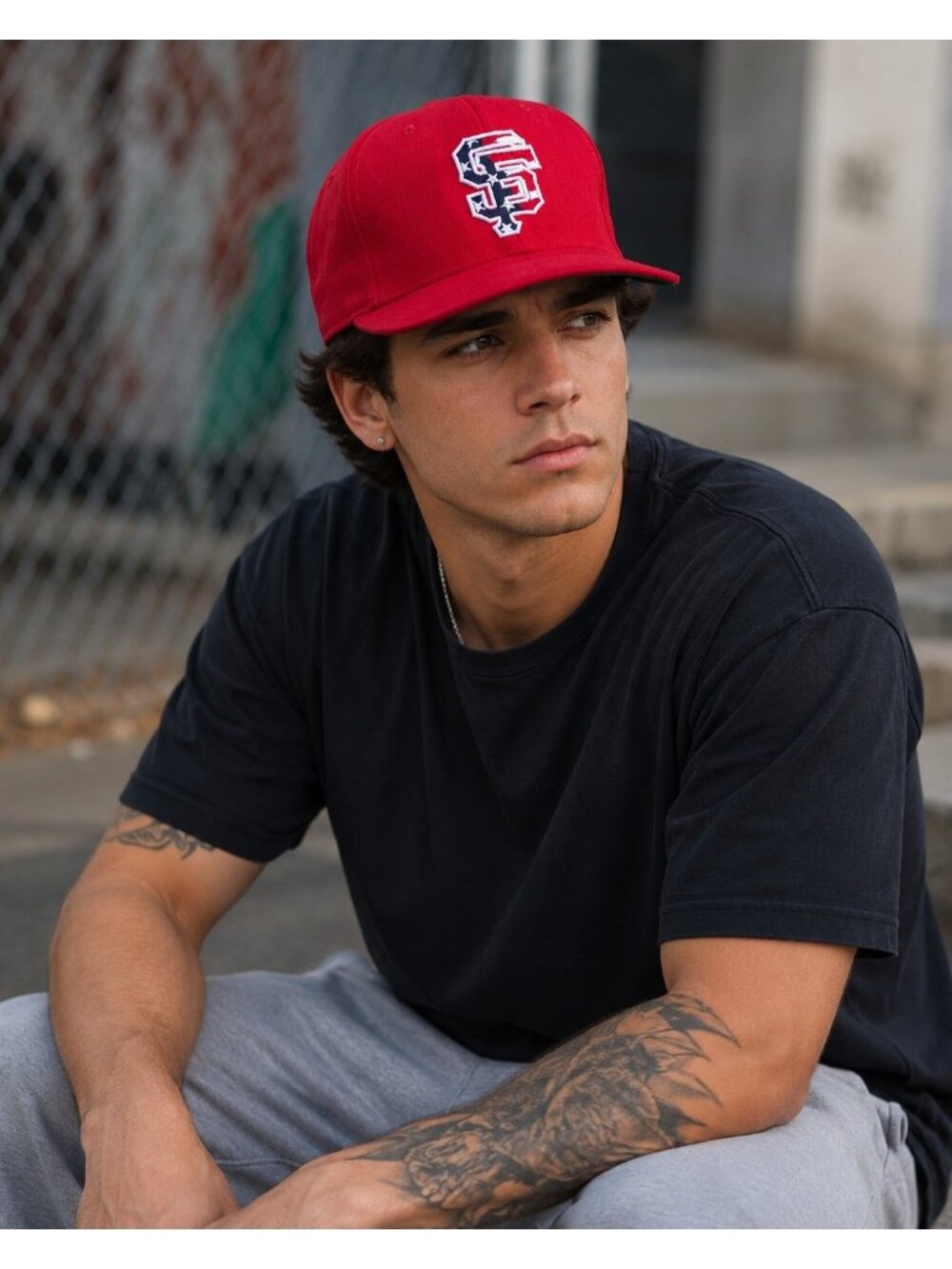 New Era Cool Base SF Red Baseball Cap 7 5/8 MLB Official On-Field